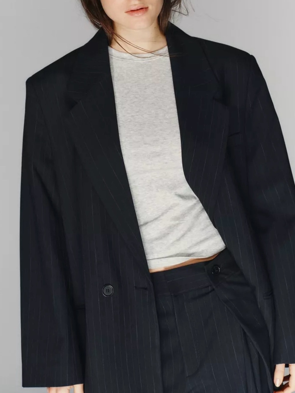 Zara Black Pinstripe Women's Oversized Blazer